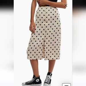 Free People Analise Polka Dot Button Up Midi Skirt 0